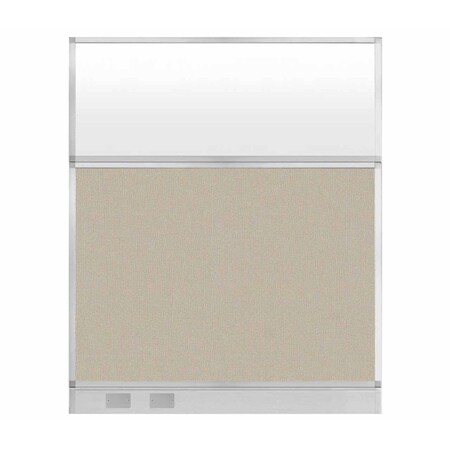 Versare Hush Panel Configurable Cubicle Partition 5' x 6' Sand Fabric Frosted Window w/ Cable Channel 1856416-3